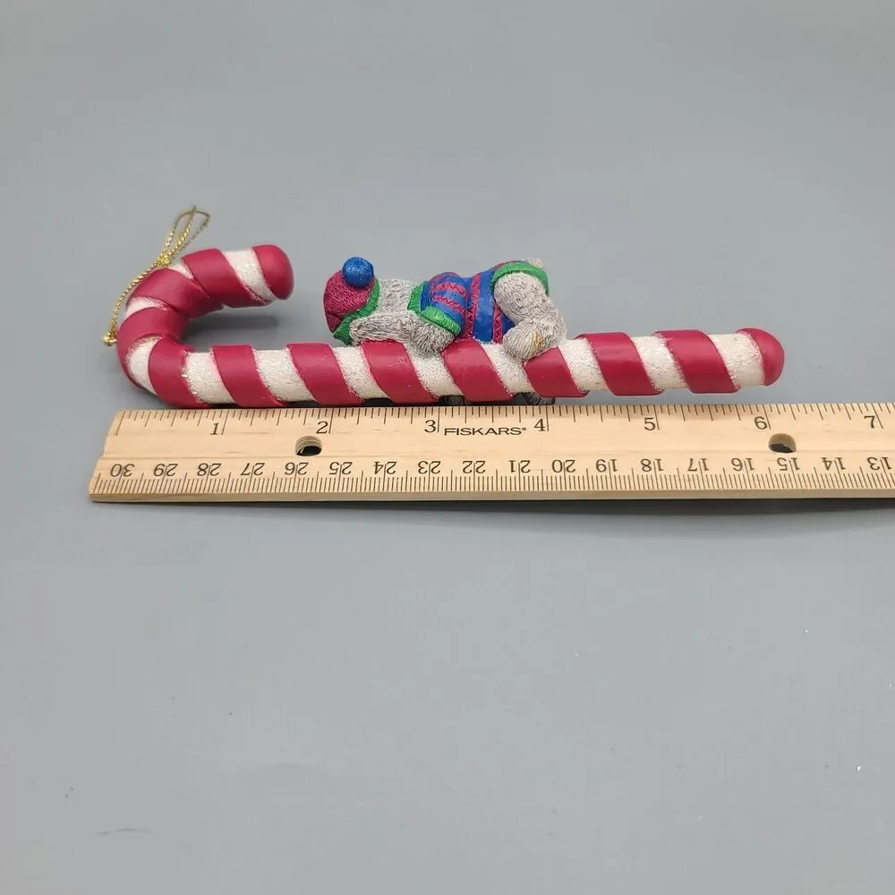 Christmas Ornament Dog Climbing Candy Cane Peppermint Stick
